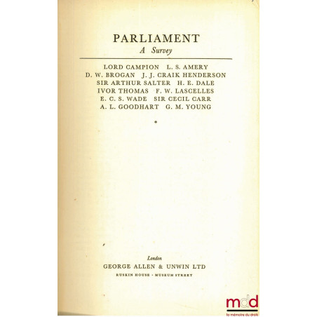 PARLIAMENT, A SURVEY