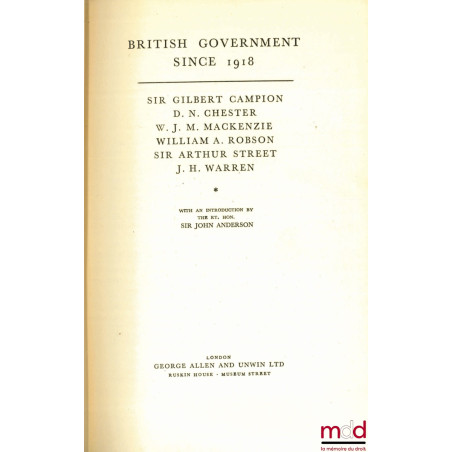 BRITISH GOVERNMENT SINCE 1918