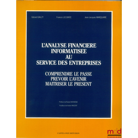 L’ANALYSE FINANCIÈRE INFORMATISÉE AU SERVICE DES ENTREPRISES. COMPRENDRE LE PASSÉ - PRÉVOIR L’AVENIR - MAÎTRISER LE PRÉSENT