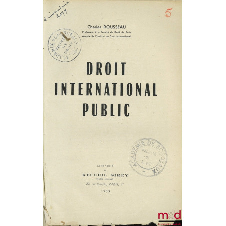 DROIT INTERNATIONAL PUBLIC