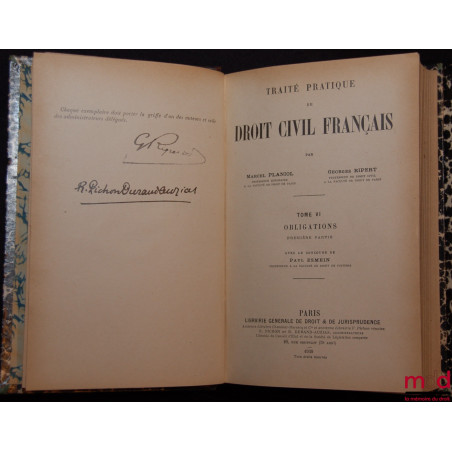 TRAITÉ PRATIQUE DE DROIT CIVIL FRANÇAIS, 1re éd. :t. 8 [seul] : Les Régimes matrimoniaux (1re partie) avec le concours de M....