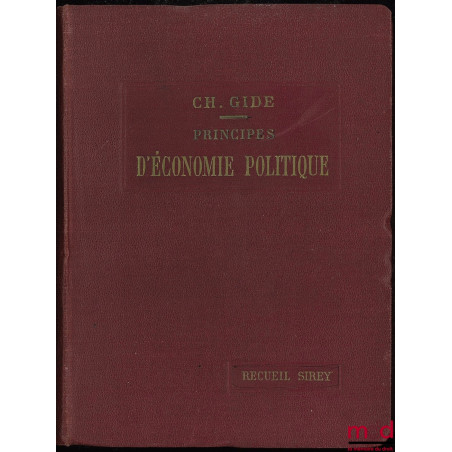 PRINCIPES D’ÉCONOMIE POLITIQUE, 26e éd.