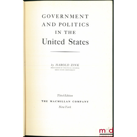 GOVERNMENT AND POLITICS IN THE UNITED STATES, 3rd. ed.