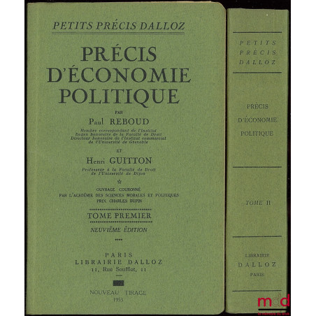 PRÉCIS D’ÉCONOMIE POLITIQUE, 9ème éd., coll. Petits précis Dalloz