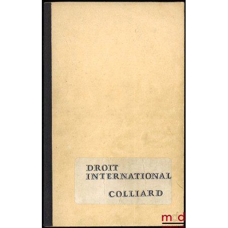 COURS DE DROIT INTERNATIONAL PUBLIC, Licence 3ème année, 1969-1970