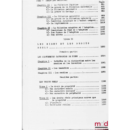 COURS DE DROIT CIVIL, Licence 1ère année, 1946-1947