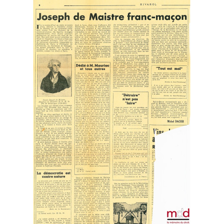 LETTRES CHOISIES DE JOSPEH DE MAISTRE, 3ème éd.