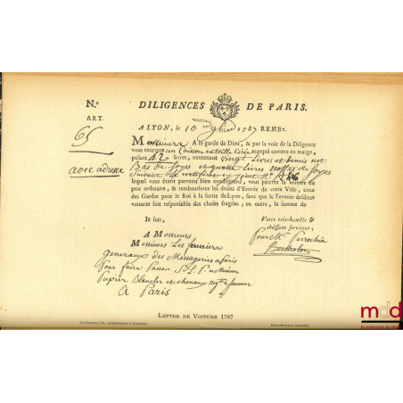 RÉPERTOIRE DE JURISPRUDENCE EN MATIÈRE DE TRANSPORTS,t. I : Avaries avec la reproduction de “Lettre de voiture 1787” ;t. II...