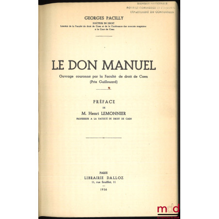 LE DON MANUEL, Préface H. Lemonnier