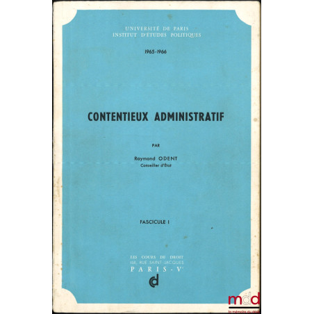 CONTENTIEUX ADMINISTRATIF, Institut d’Études Politiques de Paris, Années 1965-1966