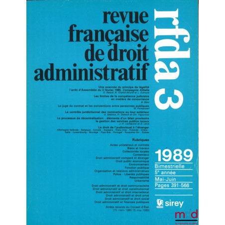 REVUE FRANÇAISE DE DROIT ADMINISTRATIF, de 1989 à 2017, [mq. 9 fasc.]