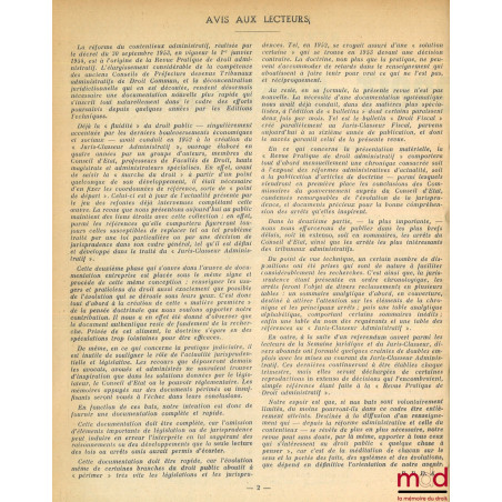 REVUE PRATIQUE DE DROIT ADMINISTRATIF dirigée par Georges Liet-Veaux et Marcel Martin, n° 1 [tête de coll.] (janvier 1954) au...