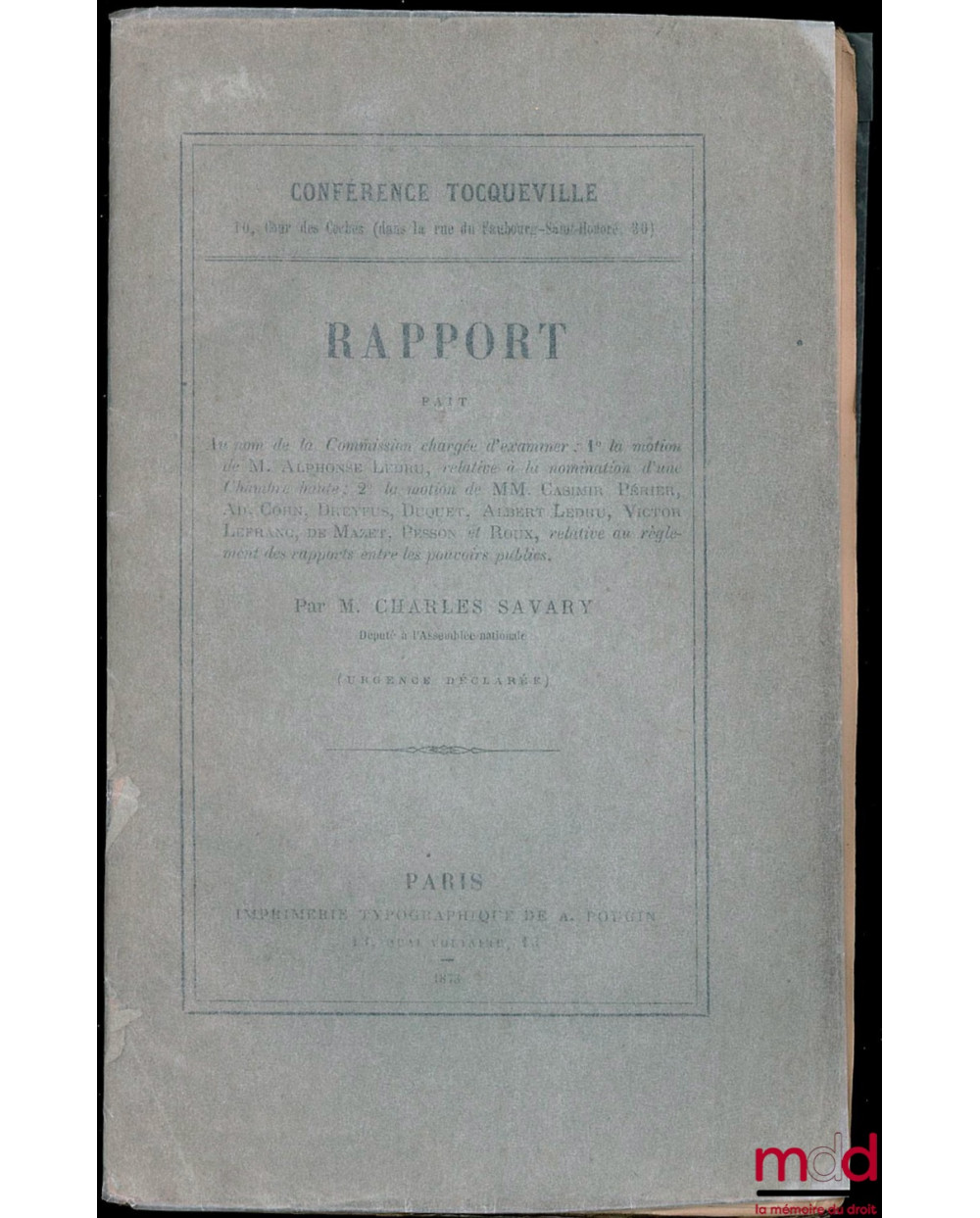 RAPPORT DE LA SESSION 1873 n° 15