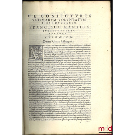 TRACTATUS DE CONIECTURIS ULTIMARUM VOLUNTATUM In Libros duodecim distinctus. Olim in florentissima Patavina academia juris ci...