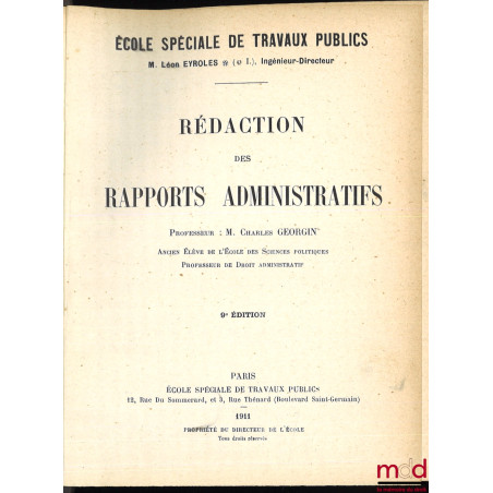 RÉDACTION DES RAPPORTS ADMINISTRATIFS, 9e éd.
