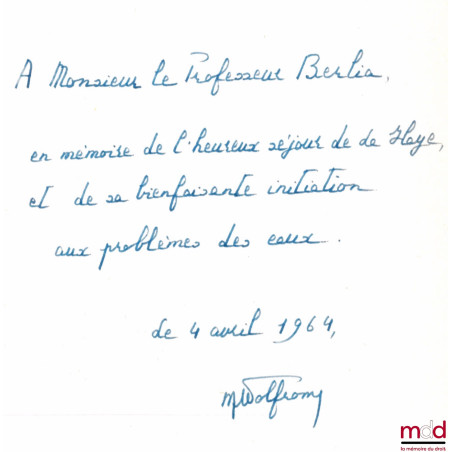 L’UTILISATION À DES FINS AUTRES QUE LA NAVIGATION DES EAUX DES FLEUVES, LACS ET CANAUX INTERNATIONAUX, Préface de Charles Rou...