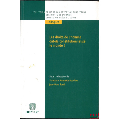 LES DROITS DE L’HOMME ONT-ILS CONSTITUTIONNALISÉS LE MONDE ? sous la dir. de Stéphanie Hennette-Vauchez et Jean-Marc Sorel, c...