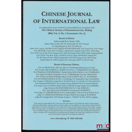 CHINESE JOURNAL OF INTERNATIONAL LAW :THE CHINESE SOCIETY OF INTERNATIONAL LAW, Beijing 2003, vol. 2, no. 2 ;THE CHINESE SO...