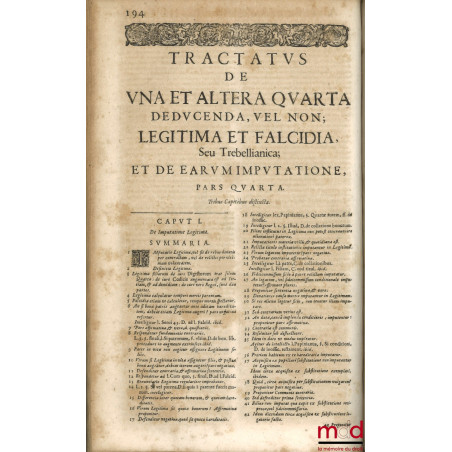 Novus et methodicus tractatus de una et altera quarta deducenda vel non legitima, falcidia, et trebelliaNica, ad cap. Raynald...