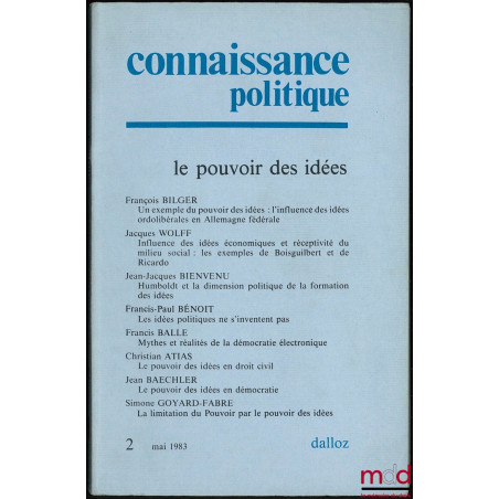 CONNAISSANCE POLITIQUE, n° 2 mai 1983, LE POUVOIR DES IDÉES