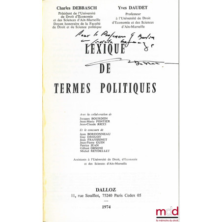 LEXIQUE DE TERMES POLITIQUES