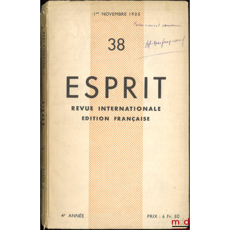 LES TRANSFORMATIONS DE L’IDÉE DE SOUVERAINETÉ, Esprit, Revue internationale édition française, 3e année, n° 38, novembre 1935