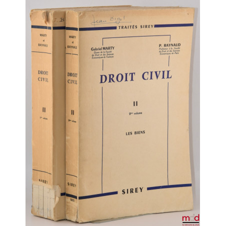 DROIT CIVIL, t. II-1 : Les obligations (1962), t. II-2 : Les biens (1965), [mq. t. I et III]