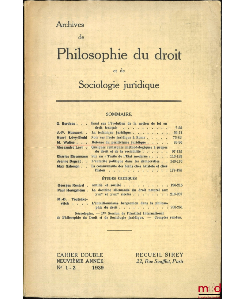 Archives de Philosophie du...