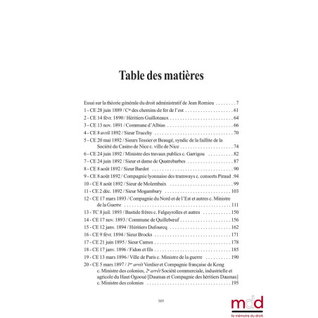 CONCLUSIONS prononcées par Jean Romieudevant le Conseil d’État et le Tribunal des conflits (1889-1907)annotées et indexées...