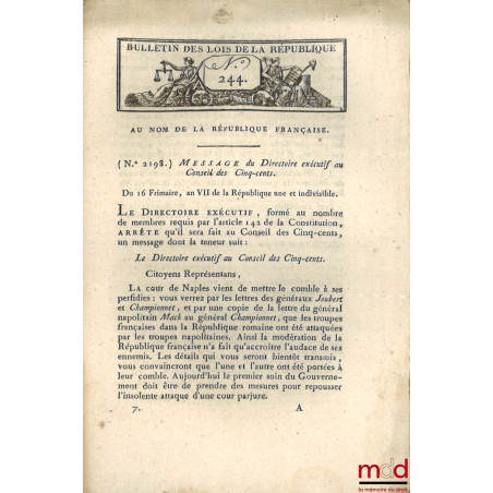 ENSEMBLE DE 14 BULLETINS DES LOIS :Mémoire envoyé à l?Assemblée nationale par M. Necker Directeur général des finances, 27 a...