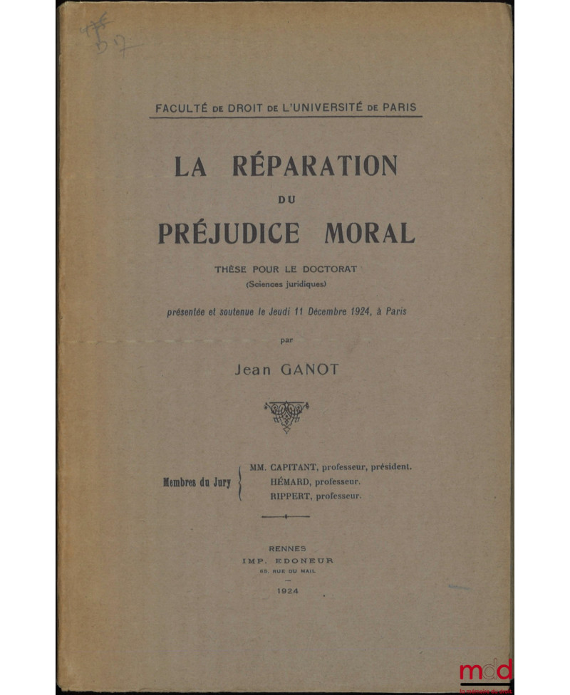 LA RÉPARATION DU PRÉJUDICE...