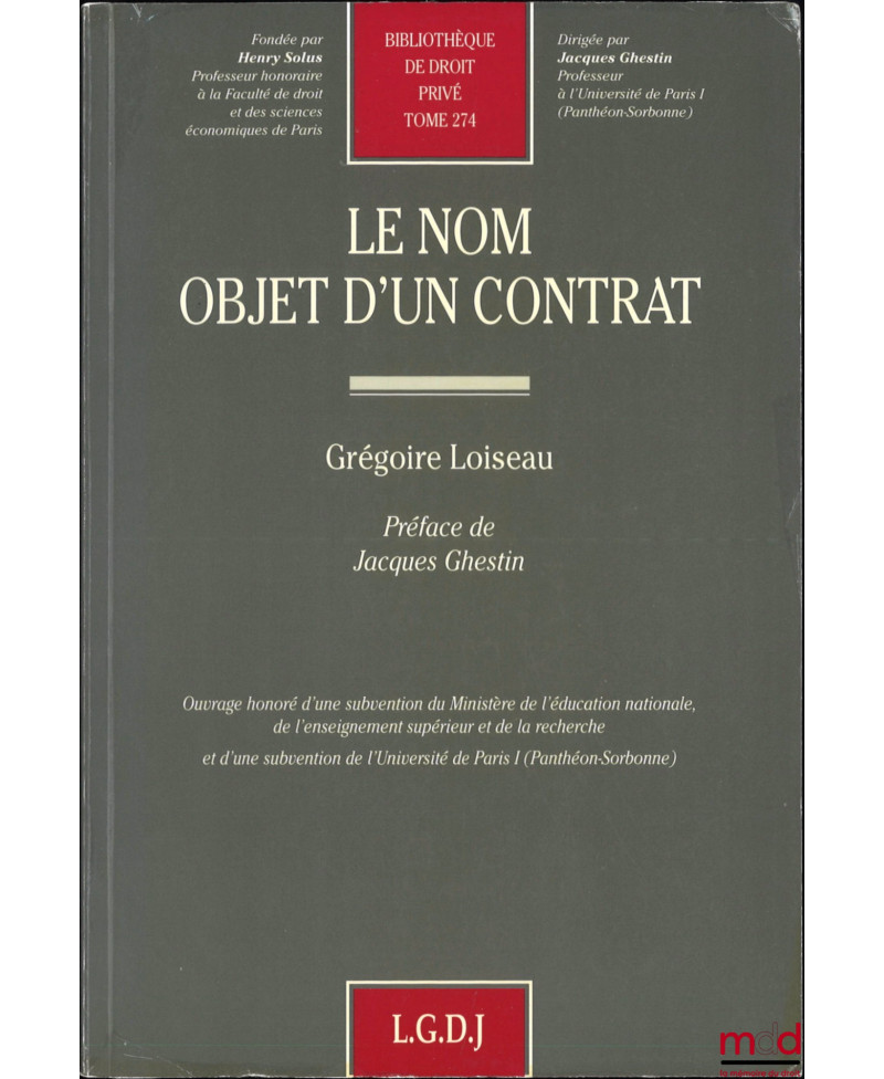 LE NOM OBJET D’UN CONTRAT,...