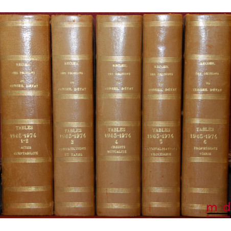 TABLES DÉCENNALES DU RECUEIL DES DÉCISIONS DU CONSEIL D’ÉTAT 1965 - 1974 ; t. I et II : de Actes législatifs et administratif...