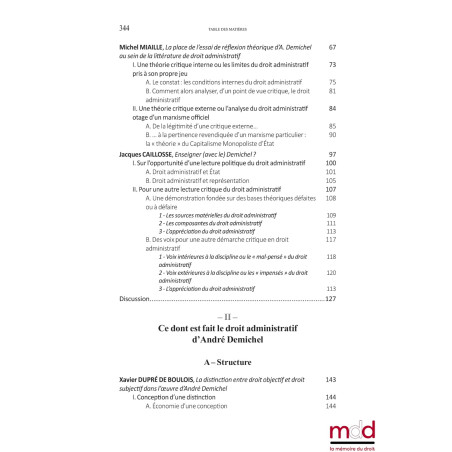 LE DROIT ADMINISTRATIF D?ANDRÉ DEMICHELActes du colloque virtuel organisé les 8 et 9 avril 2021 par le CERMUD de l?ULHN sou...