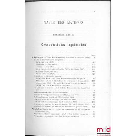 TRAITÉS DE COMMERCE & DE NAVIGATION, CONVENTIONS RELATIVES AUX ATTRIBUTIONS CONSULAIRES AINSI QU’À LA PROPRIÉTÉ LITTÉRAIRE, A...