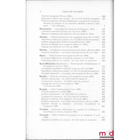 TRAITÉS DE COMMERCE & DE NAVIGATION, CONVENTIONS RELATIVES AUX ATTRIBUTIONS CONSULAIRES AINSI QU’À LA PROPRIÉTÉ LITTÉRAIRE, A...