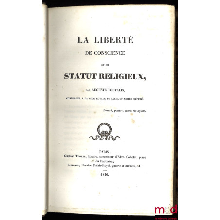 LA LIBERTÉ DE CONSCIENCE ET LE STATUT RELIGIEUX