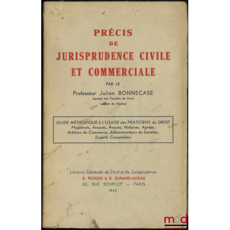 PRÉCIS DE JURISPRUDENCE CIVILE ET COMMERCIALE