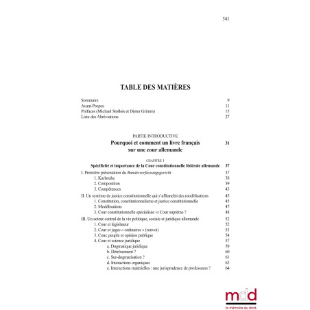 LA COUR CONSTITUTIONNELLE FÉDÉRALE ALLEMANDE, Reconstruire une démocratie par le droit (1945-1961) Préfaces de Dieter GRIM...