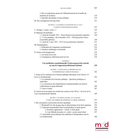 LA COUR CONSTITUTIONNELLE FÉDÉRALE ALLEMANDE, Reconstruire une démocratie par le droit (1945-1961) Préfaces de Dieter GRIM...