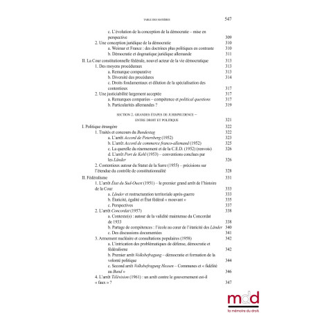 LA COUR CONSTITUTIONNELLE FÉDÉRALE ALLEMANDE, Reconstruire une démocratie par le droit (1945-1961) Préfaces de Dieter GRIM...