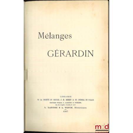 MÉLANGES GÉRARDIN