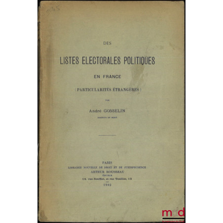 DES LISTES ÉLECTORALES EN FRANCE (Particularités étrangères)