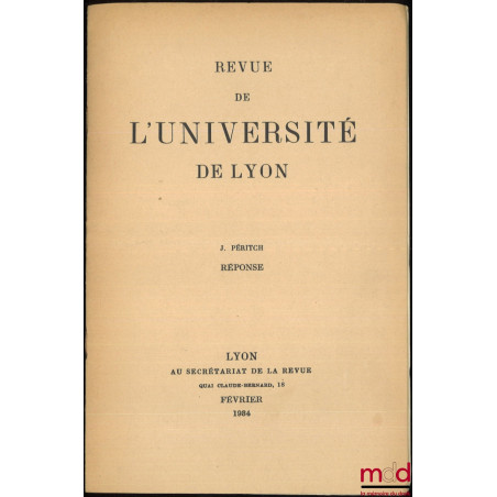 RÉPONSE, Revue de l’Université de Lyon