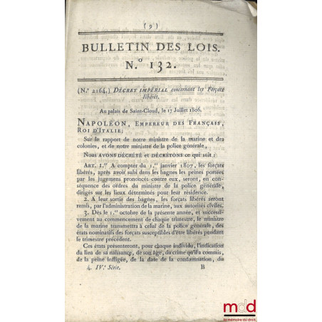 ENSEMBLE DE 23 BULLETINS DES LOIS :M. Dubois de Crancé, Second rapport du comité militaire sur l’établissement des Milices n...