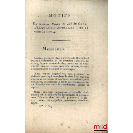 ENSEMBLE DE 20 BULLETINS DES LOIS :Extrait du registre des délibérations du Conseil d?État, Du Projet de Loi intitulé : Code...