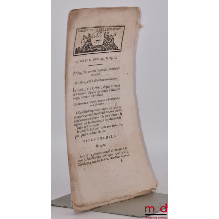 BULLETIN DES LOIS :Bulletin des lois de la République n° 177, Loi concernant l’organisation constitutionnelle des colonies (...