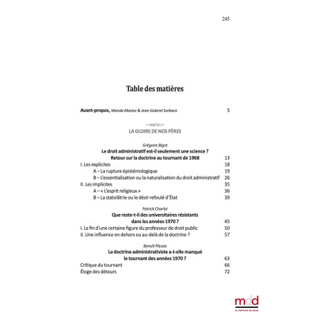 LA DOCTRINE PUBLICISTE ET LE TOURNANT DES ANNÉES 1970 sous la direction de Wanda MASTOR et Jean-Gabriel SORBARA Cet ouvrage...