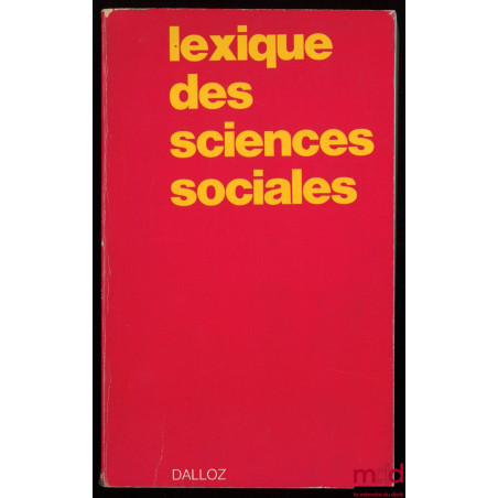 LEXIQUE DES SCIENCES SOCIALES