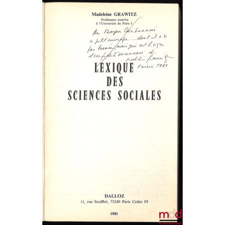 LEXIQUE DES SCIENCES SOCIALES